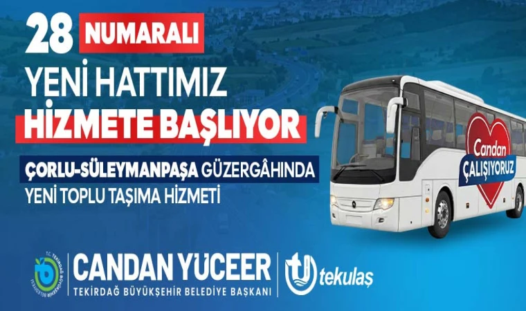 Çorlu-Süleymanpaşa Arası Toplu Taşıma Hizmeti Başladı