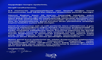 Aziz Yıldırım’dan kongre üyelerine çağrı