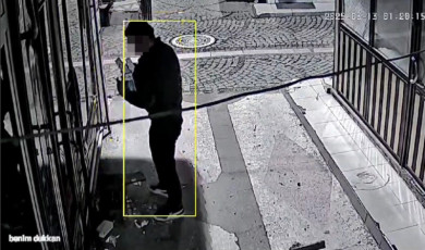 Çekirdek yiyerek, oturarak, gezinerek dinlene dinlene hırsızlık kamerada