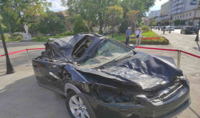 15 Temmuz gecesi tankın ezdiği otomobil Tekirdağ’da sergileniyor