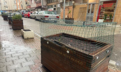 Esnaf Saksılara Çöp Atılmaması İçin Önlem Aldı